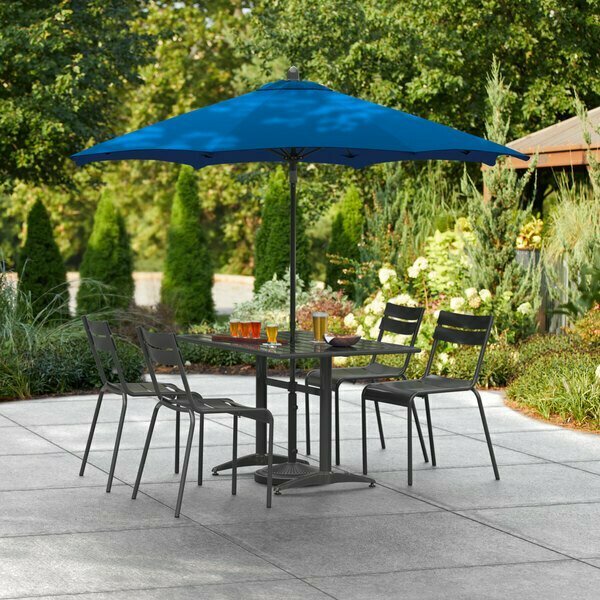 Lancaster Table & Seating 7.5'' Cobalt Push Lift Aluminum Umbrella 164UMBAL75PB